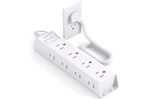 Flat Plug Power Bar, Ultra Thin Flat Extension Cord with 900J Surge Protector - Addtam 12 Widely AC 3 Sides Multiple Outlets,