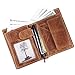 IVESIGN Mens Genuine Leather Wallet RFID Blocking Travel Wallet Trifold/Bifold Credit Card Holder Large Capacity (Brown)