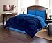 Sweet Home Collection 3 Piece Reversible Polyester Microfiber Goose Down Alternative Comforter Set with Pillow Shams, Full/Queen, Navy/Regatta