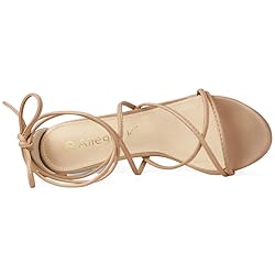 Allegra K Women's Strappy Lace Up Chunky Heeled