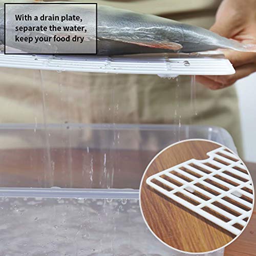 77L Food Storage Container, (3-Pack) Plastic Food Containers with Removable Drain Plate and Lid, Stackable Portable Freezer Storage Containers - Tray to Keep Fruits, Vegetables, Meat and More