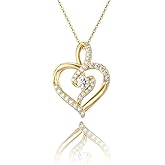 LEJOJOIN 925 Silver Heart Necklace with Zircon Heart Pendant Necklace for Women Wife Girlfriend Mom