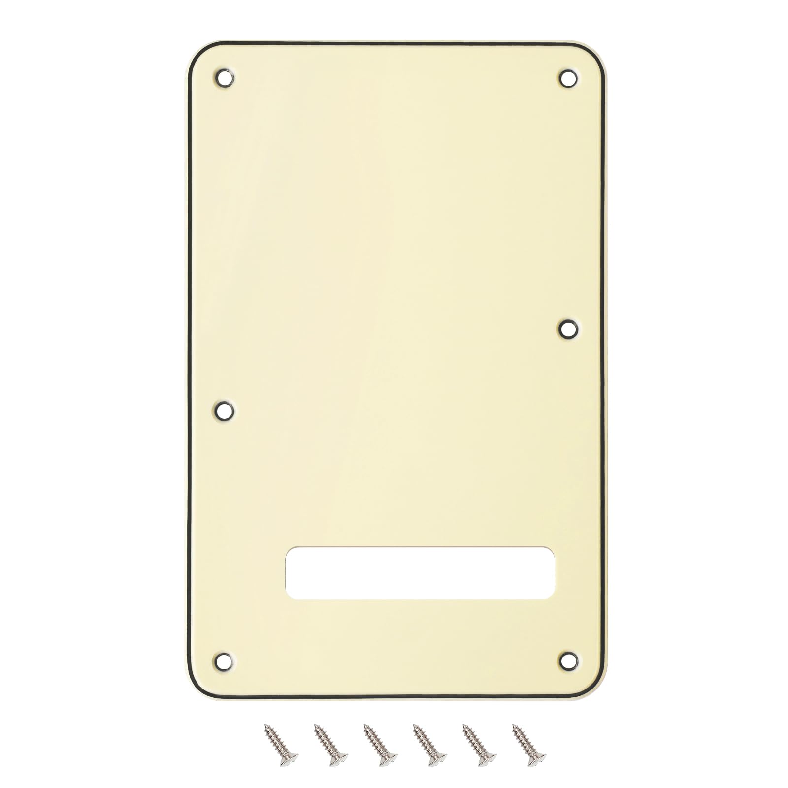 Banworks Electric Guitar 3 Ply Backplate 6-Hole Trem Tremolo Cover for USA/Mexican Standard Strat ST JT/HGB-01 Cream