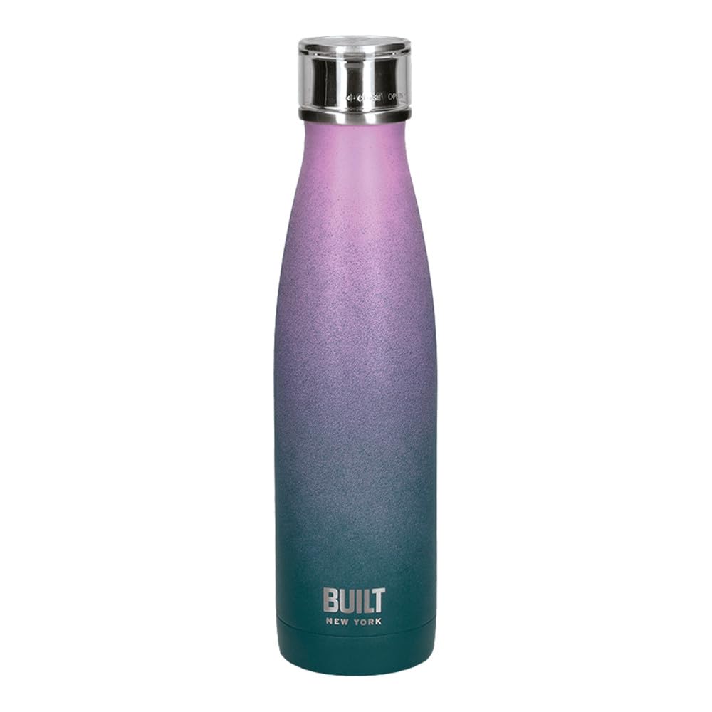 Built Perfect Seal Leakproof Insulated Water Bottle/Thermal Flask, Stainless Steel, 480 ml, Pink/Blue Ombre
