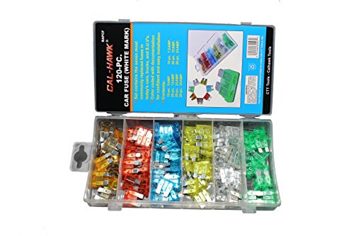 Cal-Hawk BAPCF White-Marked Assorted Car Truck Fuse 5, 7.5, 10, 15, 20, 25, 30 Amp (Easy-To-Read)