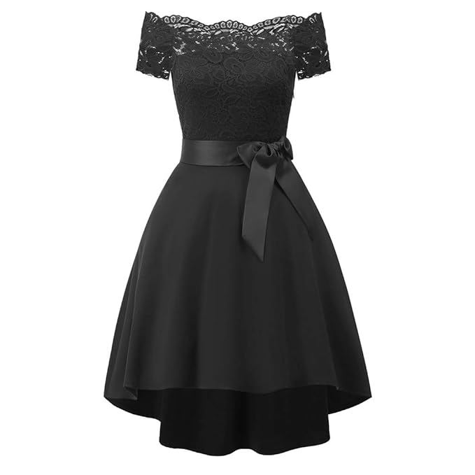 ReooLy Frauen Formale Mini Spitze Chiffon Dress Prom Abend Party Cocktail Brautjungfer Kleid