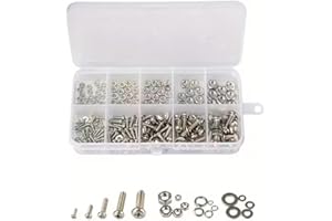 320-Piece SS304 Stainless Steel Screw Nut Bolt Assortment Kit Pan Head M2 M2.5 M3 M4 M5 for Electronics DIY Home Repair Offic