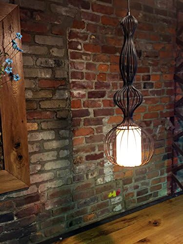 Black Metal Cage Swag Light with 15' of Cloth Covered Cord - In-line On/off switch and Plug