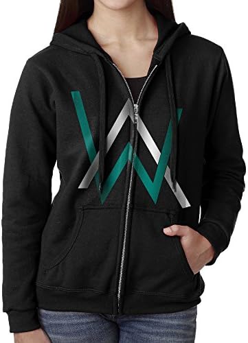 Nuniuya Hoodie Sweatshirt Women's Alan Walker Faded Long Sleeve Zip-up Hooded Sweatshirt Jacket Black