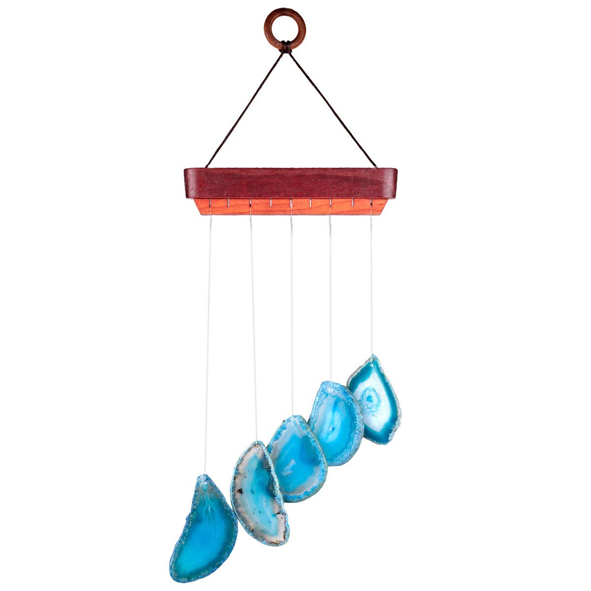 Nupuyai Blue Agate Slices Wind Chimes for Garden Home Decor, Crystal Stone Hanging Ornament Wind Bell for Outdoor Indoor 48cm