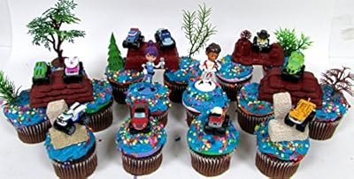 BLAZE Birthday CUPCAKE Topper Set Featuring Blaze Figures,Themed Decorative Accessories, Figures Average 1" to 2" Tall
