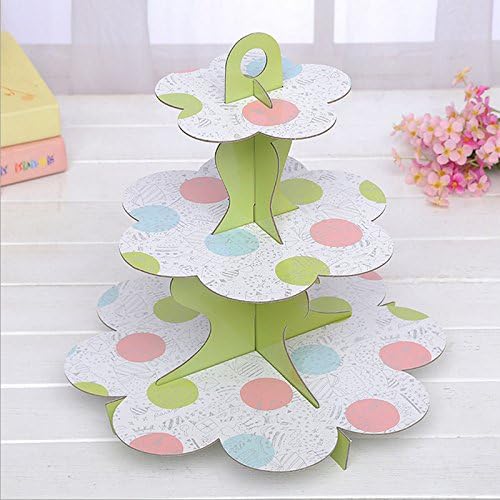 3-tier Cardboard Party Cupcake Display Stand/ Dessert Stand/ Tea Party Pastry Serving Platter/ Food Display Stand-colorful