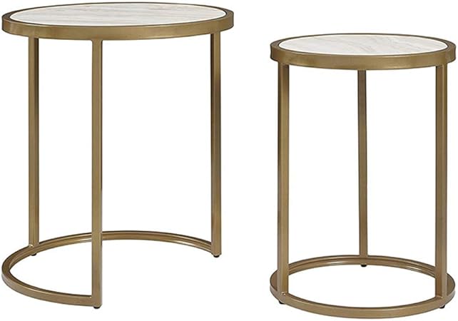Marble Coffee Tables Bedside Table Nightstand Set Of 2 Round Side Tables For Living Room Bedroom Modern Nest Of Tables O50x60cm O40x50cm Amazon Co Uk Kitchen Home