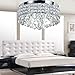 Top Lighting 4-Light Chrome Finish Metal Shade Flushmount Crystal Chandelier Ceiling Fixture