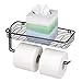 mDesign Toilet Tissue Paper Holder and Multi-Purpose Shelf - Wall Mount Storage Organizer for Bathroom, Holds 2 Rolls - Durable Metal Wire Design - Matte Black