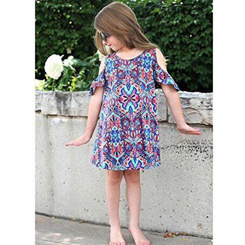 Girls Princess Dress, Mosunx Off Shoulder Print Bohemian Dress Clothes Outfits (Suitable for ages:5-6years old, Multicolor) - Thumbnail 3