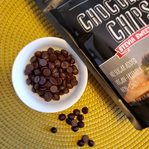Sugar Free Chocolate Chips, Stevia Sweetened, 12 oz. Value Size, Non-GMO, Vegan, Keto, Low Carb, 60% Cocoa, All Natural, Baking Chips, Gluten Free, No Sugar Added