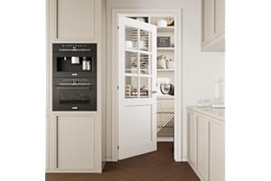 CRUTOP French Style 6-Lite Clear Glass Interior Slab Shaker, Pre-Assembled Panel for Barn Doors, Pocket Doors; Ideal for Pantry, Bedroom, Closet, Laundry & Bathroom – Primed White Finish, 32''x80''