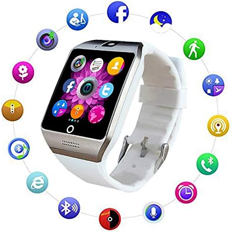 Bluetooth Smart Watch Fitness Tracker - Sport Watch Touch Screen with Camera Pedometer Sleep Monitor Call/Message Reminder Music Player Anti-Lost - Compatible Android Smartwatches (White)