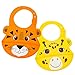 Animal Friends Silicone Baby Bib, Set of 2 :: Waterproof Silicone Bib with Pocket to Catch Food & Drool :: Easy Care, Washable, Dishwasher Safe :: Unisex with Tiger & Giraffe Prints by Walabi