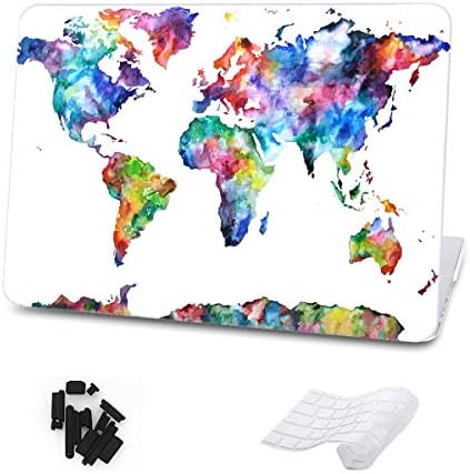 ZEGENE Full Edge Protective Hard Case for MacBook Pro 15-inch with Touch Bar 2016 (A1707) Art Image Series Ultra Slim Light Weight Rubberized Shell Glossy Clear Crystal Snap-On Hard Cover - World Map