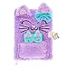 Claires Glittery Plush Purple Kitty Diary with Lock & Keys & Matching Mini Notebook