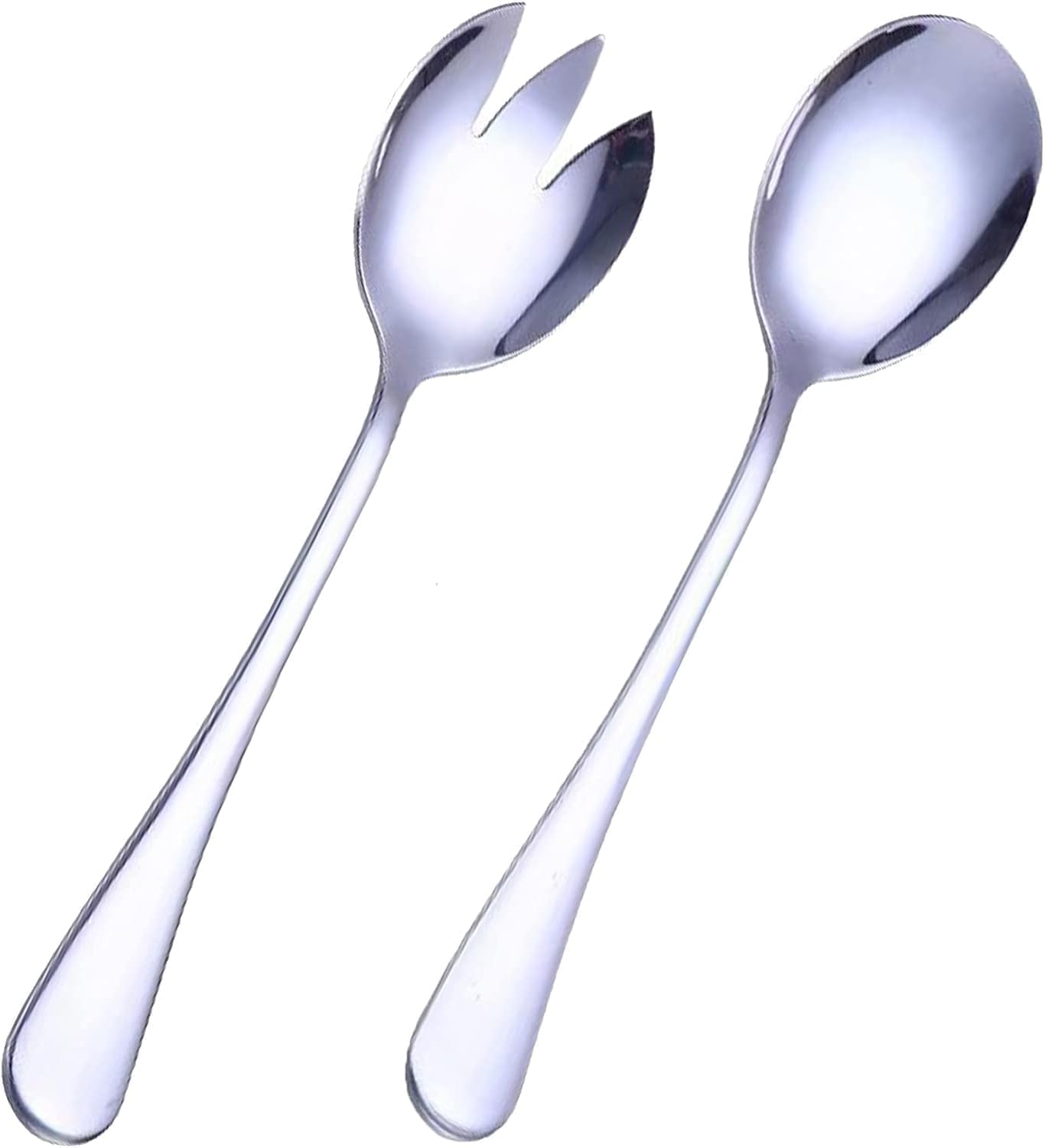 LATRAT Set of 2 Salad Servers, Serving Utensils, Spork, Stainless Steel, Salad Servers Set Made of Stainless Steel, for Restaurants, Hotel, Party, Buffet (Silver)
