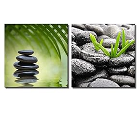 Two Piece Rocks on a Lake with Palm...