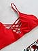 SweatyRocks Women Red Bathing Suit Spaghetti Strap Floral Print Crisscross Bikini Set, Red, Small