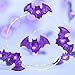 Impress Life Halloween Party String Lights, Purple Blood Mini Haunted Bat Silver Flexible Wire 10 ft 40 LED with Remote for Indoor Covered Outdoor All Saints' Eve Parties, Mantle Fireplace Decorations