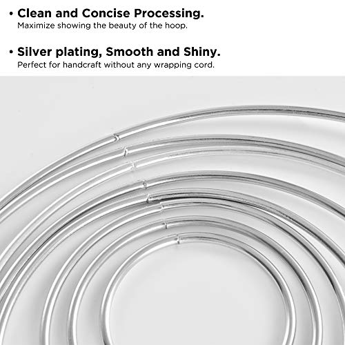 SOSMAR 16PCS Metal Rings Hoops 8 Sizes Craft Silver Rings for Dream Catcher, Wieldable Metal Ring for Macramé Wedding Décor DIY Handcraft Project (2/2.5/3.1/3.9/4.7/5.5/6.3/7.5inch) Silver - Thumbnail 2