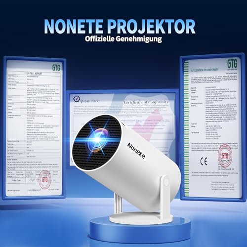 Mini Projector 4K Supports 1080P Full HD Mini Projector with WiFi 6 with BT 5.2, Small Built-in Apps with Automatic Keystone & 270° Rotation, Compatible with HDMI/TV Stick/Laptop, White