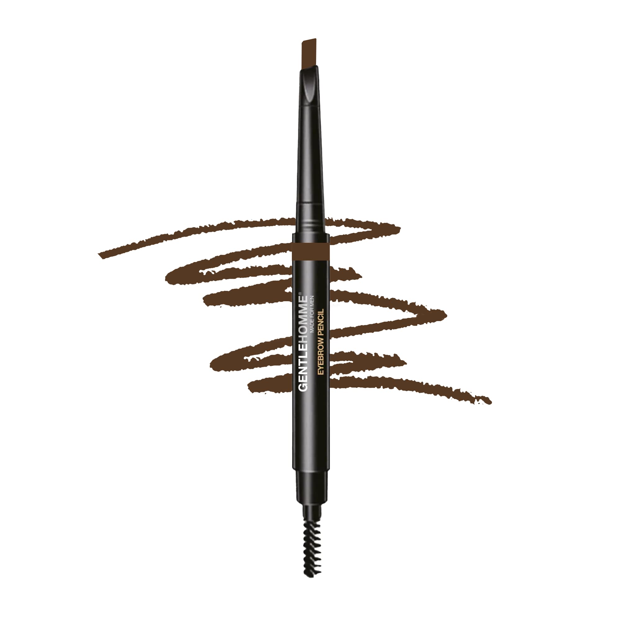 Gentlehomme Mens Eyebrow Pencil Black, Easily Shape Define Fill Eyebrows or Facial Hair, 2 in 1 brush and ultra-thin pencil, Waterproof Smudge Proof Sweatproof, Durable and Long Lasting (Brown)