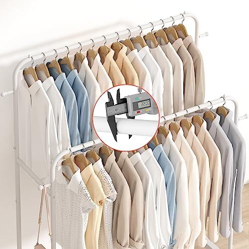 Laiensia Double Rods Garment Rack with Wheels, Clothing Rack for
