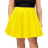 Afibi Womens Plus Size Mini Skater Skirt Basic Versatile High Waisted Flared Short Stretchy Skirts