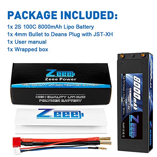 Zeee 2S Lipo Akku 7,4V 8000mAh 100C Hardcase Batterie mit 4,0mm Kugel to Deans T Stecker für RC Evader BX Auto Car Truck… – Bild 8