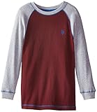 U.S. Polo Assn. Big Boys' Raglan Sleeve Thermal Pullover, New Burgundy, 10/12