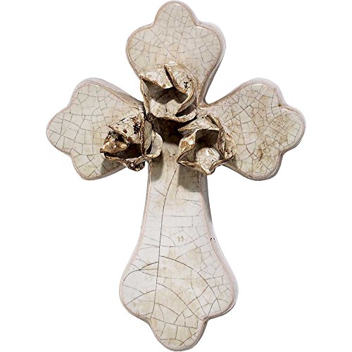 Ceramic Wall Cross - Three Roses