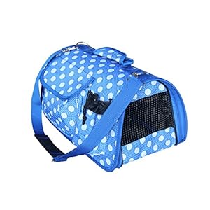 BPS (R) Portador Transportín Bolsa Bolso de Tela (Lunares) para Perro, Gato, Mascotas Animales,Tamaño: S,37x22x20cm (Azul)