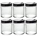 Premium Vials 8 Oz CLEAR Glass Jar Straight Sided with Black Lid - Pack of (12)