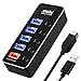 atolla USB Hub Aluminum USB 3.0 Hub 4-Port SuperSpeed USB 3.0 & 1 Fast Charger Port with Individual On Off Switch Heavy Duty Detachable 39-inch USB Extension Cord w/o Power Adapter (D2)