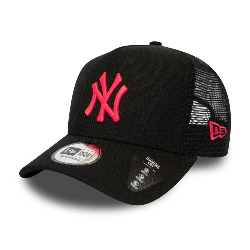 New Era New York Yankees A Frame Adjustable Trucker Cap Diamond Era Black/Neon Pink - One-Size