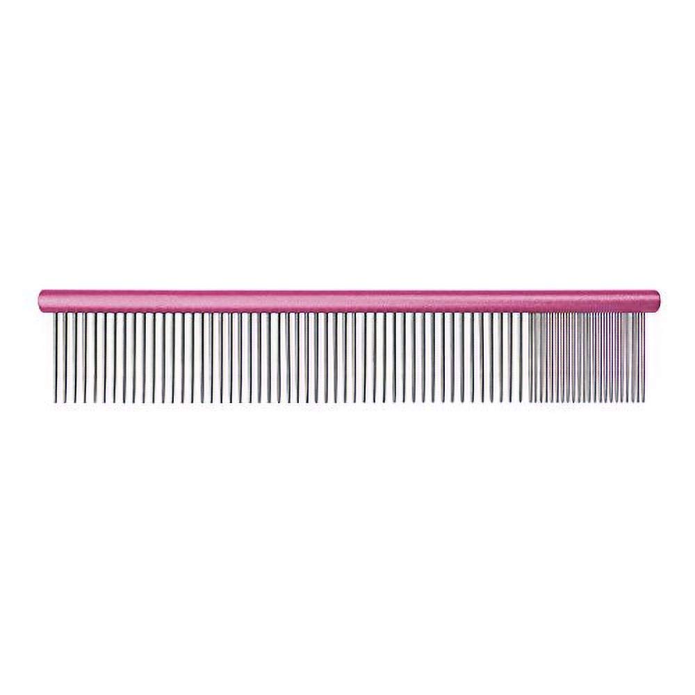 GROOM PROFESSIONAL Spectrum Aluminium Dog Comb 80/20 - Dog Grooming Comb - Long 36mm Teeth - Perfect for Long & Thick Coated Breeds - Designed to Flow Through the Coat - Dark Pink, 25cm