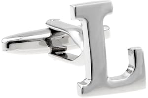 MRCUFF Letter A-Z Monogram Initial Cufflinks with a Presentation Gift Box & Polishing Cloth