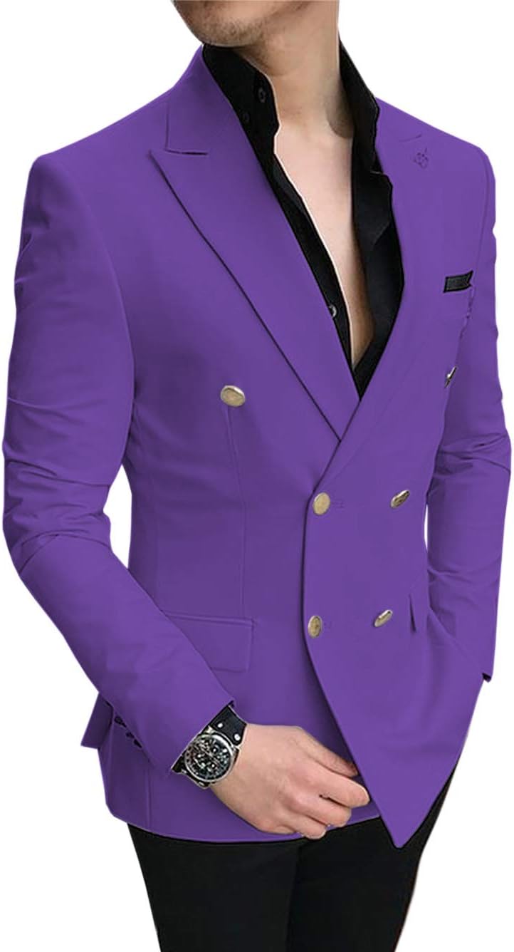 Vincent Bridal Formal Men's Suit Jacket Slim Fit Double Breasted Mens Suits Tuxedo Blazer for Wedding Groomsmen(Jacket)