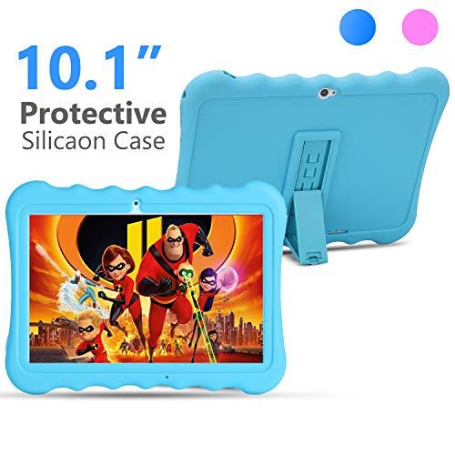 Kids Tablet PC 10 inch 3G GSM IPS 1280800 5.0M Rear and 2.0M Front Cameras Dual SIM Card Slots 1GB RAM 16GB Storage Quad-core 1.3GHZ Cortex-A7 with Shockproof Silicon Case for Kids (Blue)