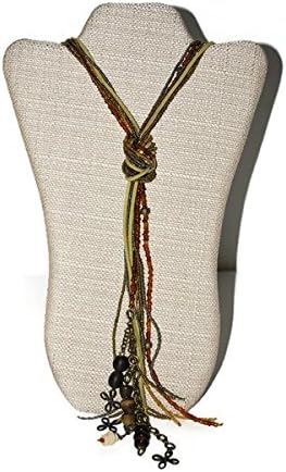 Women's Long Elegant Handmade Beaded Statement Necklace Brown Maasai Seed Beads Fair Trade Tanzania Africa