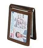SERMAN BRANDS- RFID Blocking Bifold Slim Genuine Leather Thin Minimalist Front Pocket Mens Wallets with Money Clip - Made From Full Grain Leather