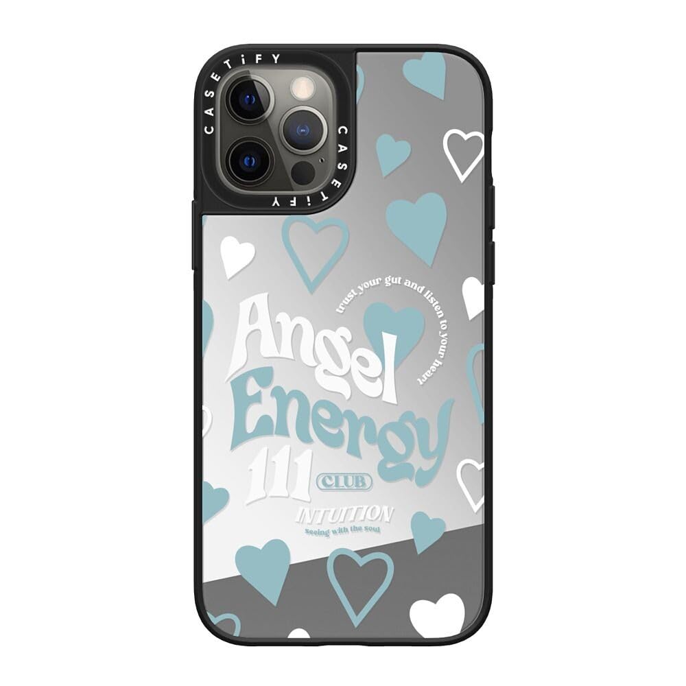 CASETiFY Mirror iPhone 12 Pro Case [Reflective / 4.9ft Drop Protection/Compatible with Magsafe] - Angel Energy, Clear - Silver On Black