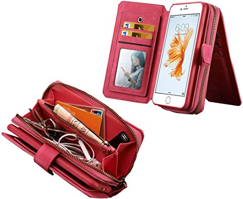 image for Urvoix iPhone 6 / iPhone 6S Case, Premium Leather Zipper Wallet Multi-